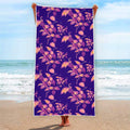 Purple Tropical Hawaiian Pattern Print Beach Towel