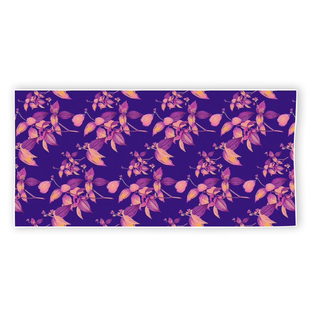 Purple Tropical Hawaiian Pattern Print Beach Towel