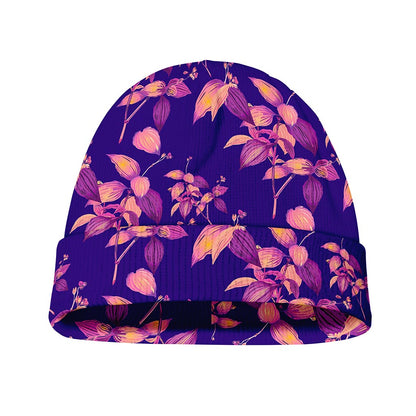 Purple Tropical Hawaiian Pattern Print Beanie