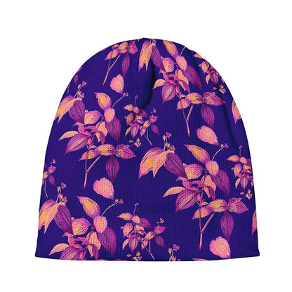 Purple Tropical Hawaiian Pattern Print Beanie