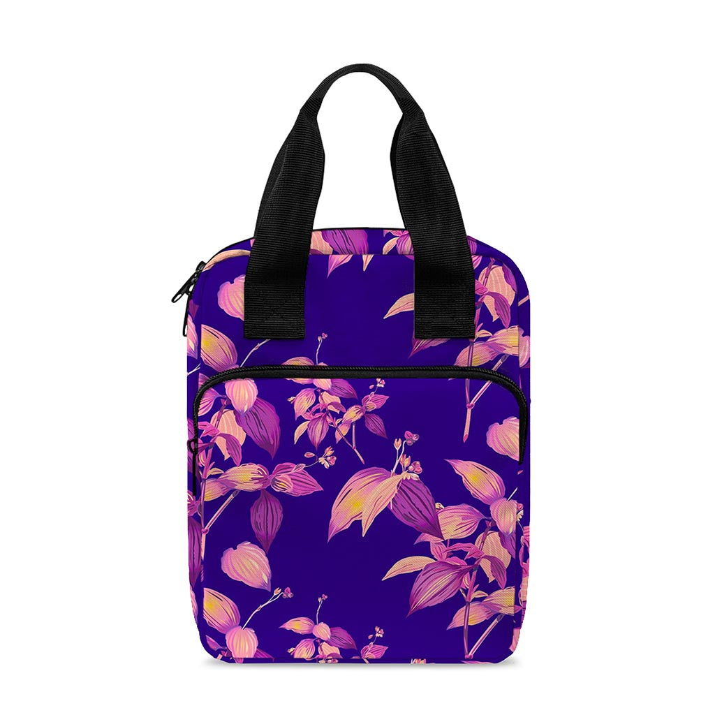 Purple Tropical Hawaiian Pattern Print Bible Tote Bag