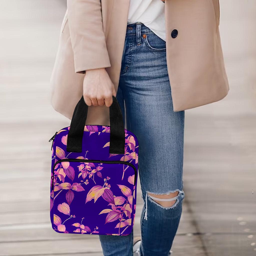 Purple Tropical Hawaiian Pattern Print Bible Tote Bag