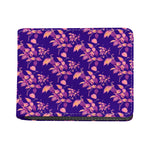Purple Tropical Hawaiian Pattern Print Bifold Wallet