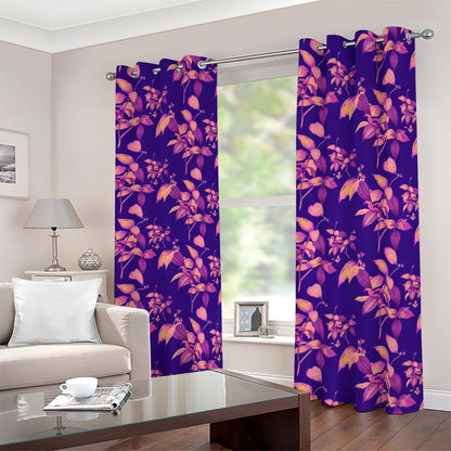 Purple Tropical Hawaiian Pattern Print Blackout Grommet Curtains
