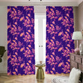 Purple Tropical Hawaiian Pattern Print Dimout Pencil Pleat Curtains