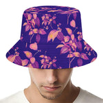 Purple Tropical Hawaiian Pattern Print Bucket Hat