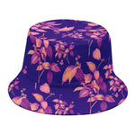 Purple Tropical Hawaiian Pattern Print Bucket Hat