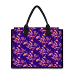 Purple Tropical Hawaiian Pattern Print Canvas Tote Bag