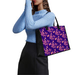 Purple Tropical Hawaiian Pattern Print Canvas Tote Bag