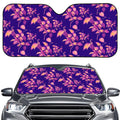Purple Tropical Hawaiian Pattern Print Car Windshield Sun Shade