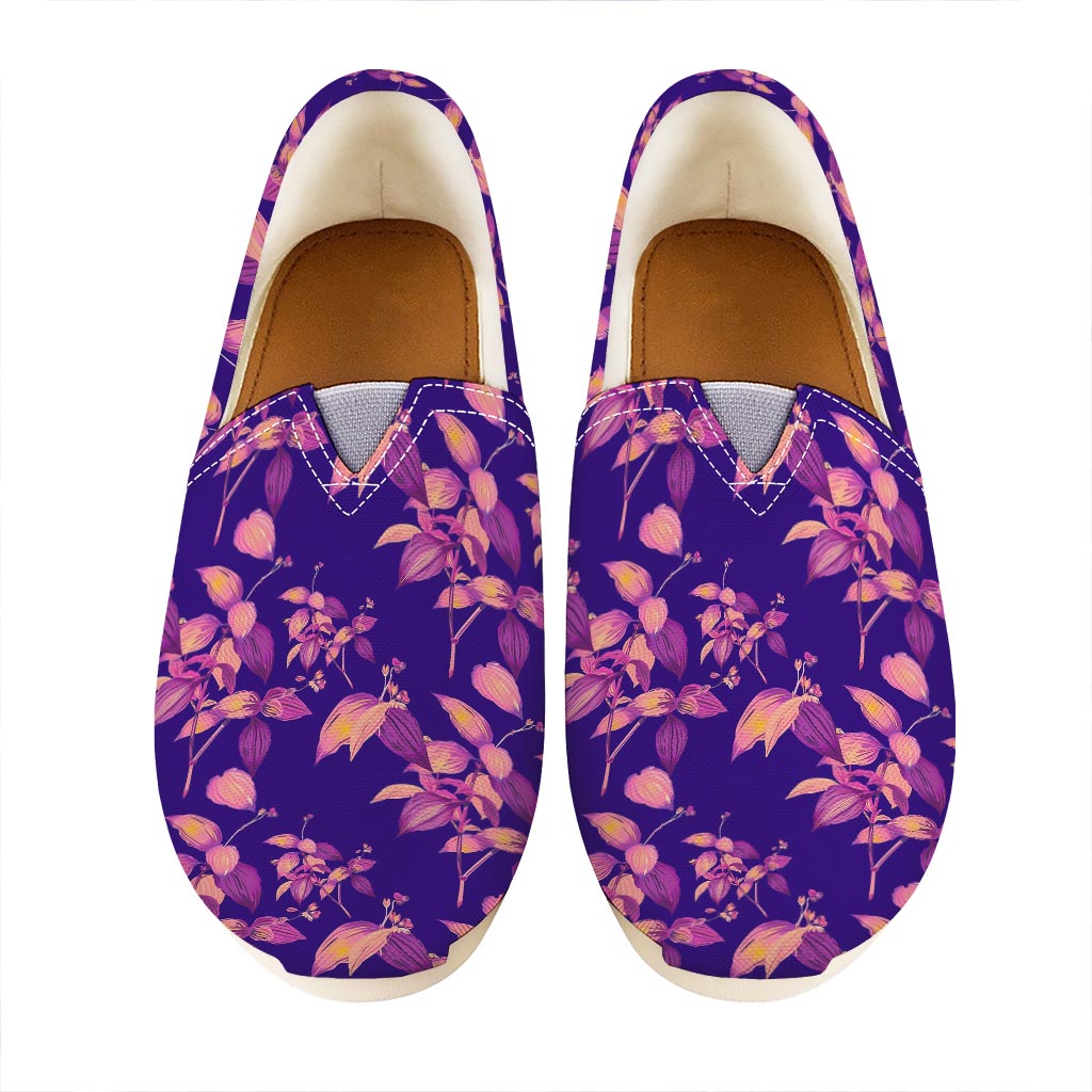 Purple Tropical Hawaiian Pattern Print Casual Shoes