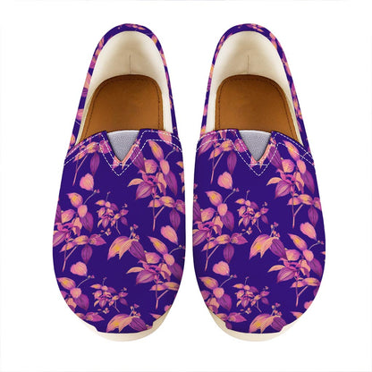 Purple Tropical Hawaiian Pattern Print Casual Shoes