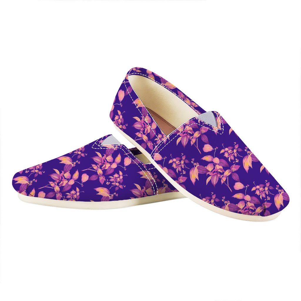 Purple Tropical Hawaiian Pattern Print Casual Shoes