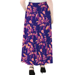 Purple Tropical Hawaiian Pattern Print Chiffon Maxi Skirt