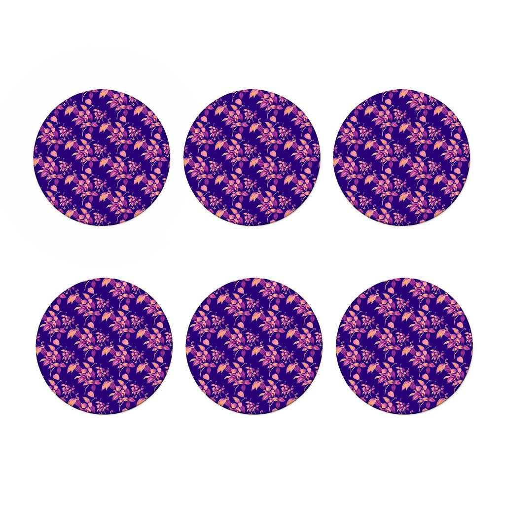 Purple Tropical Hawaiian Pattern Print Coaster Set