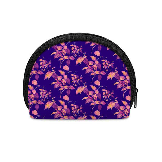 Purple Tropical Hawaiian Pattern Print Coin Purse
