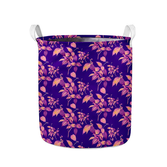 Purple Tropical Hawaiian Pattern Print Collapsible Laundry Basket