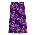 Purple Tropical Hawaiian Pattern Print Cotton Front Slit Maxi Skirt