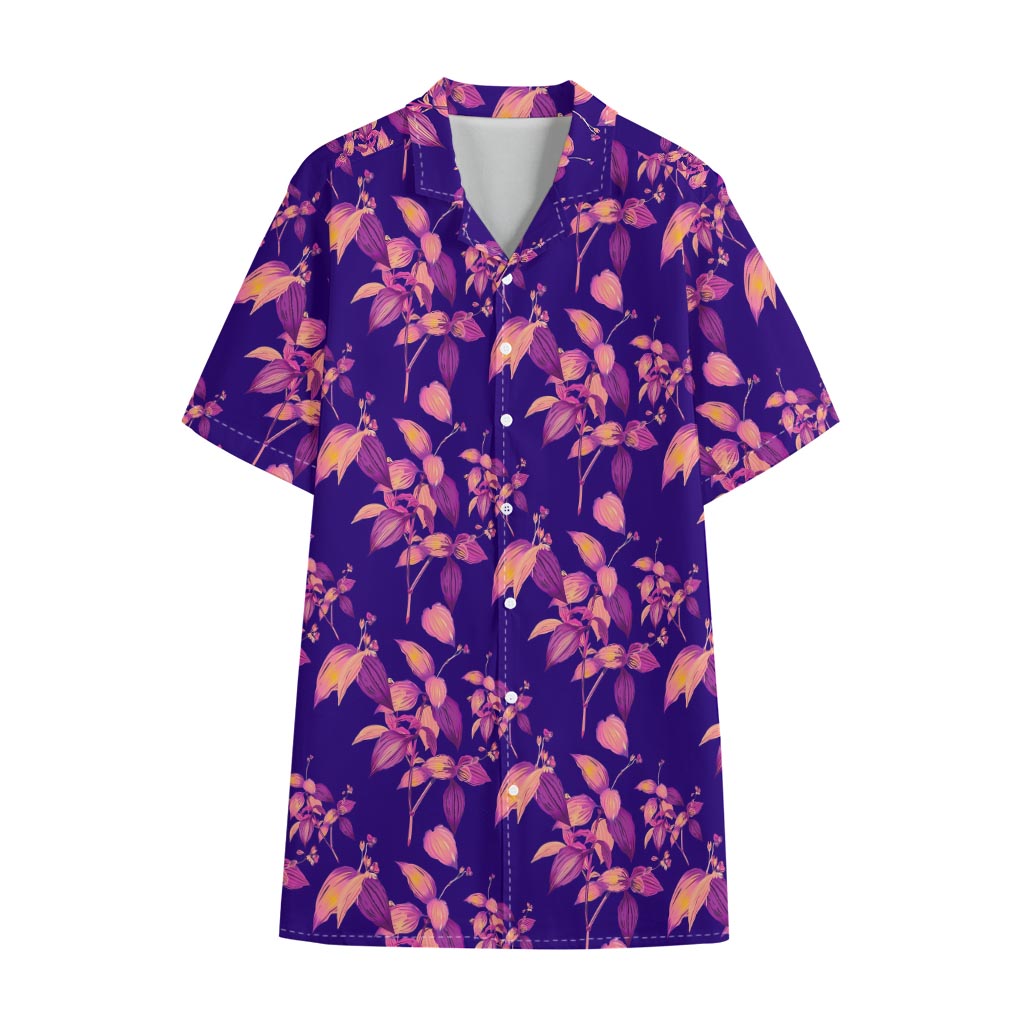 Purple Tropical Hawaiian Pattern Print Cotton Hawaiian Shirt