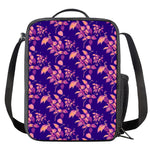 Purple Tropical Hawaiian Pattern Print Crossbody Lunch Bag