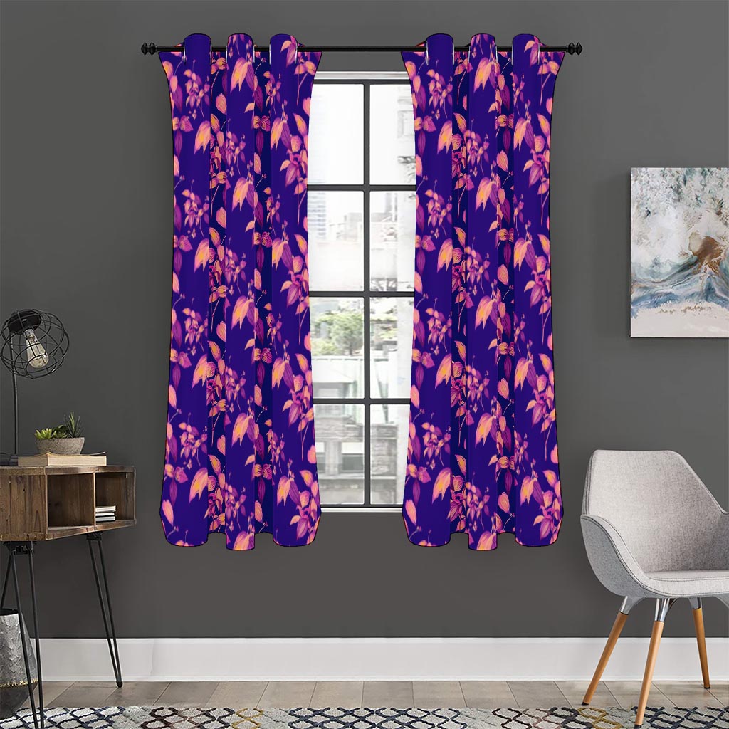Purple Tropical Hawaiian Pattern Print Curtain