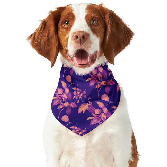 Purple Tropical Hawaiian Pattern Print Dog Bandana