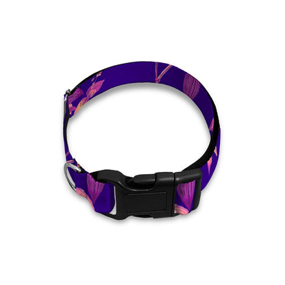 Purple Tropical Hawaiian Pattern Print Dog Collar