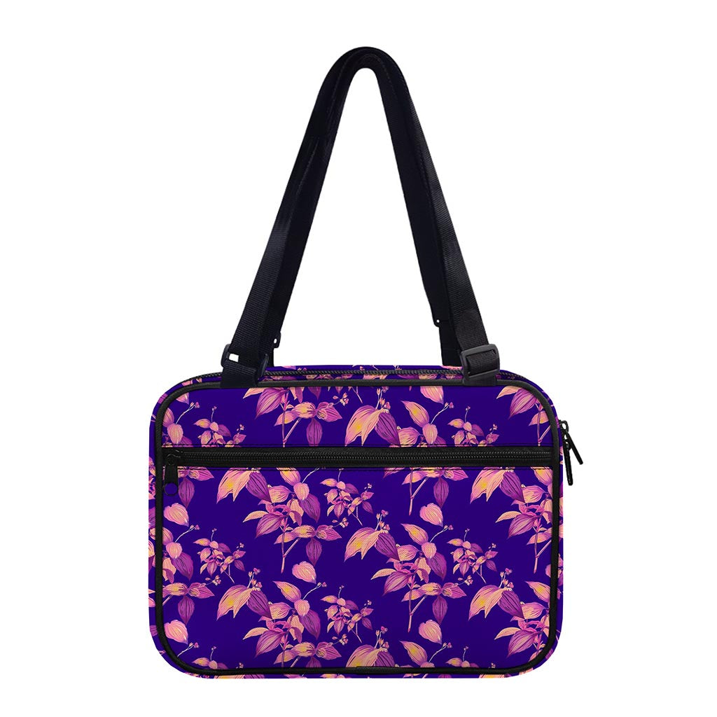 Purple Tropical Hawaiian Pattern Print Double Strap Bible Bag