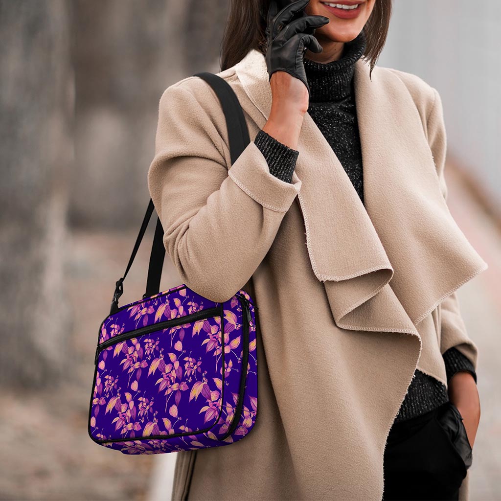 Purple Tropical Hawaiian Pattern Print Double Strap Bible Bag
