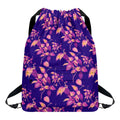 Purple Tropical Hawaiian Pattern Print Drawstring Backpack