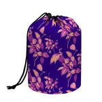 Purple Tropical Hawaiian Pattern Print Drawstring Makeup Bag