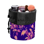 Purple Tropical Hawaiian Pattern Print Drawstring Makeup Bag