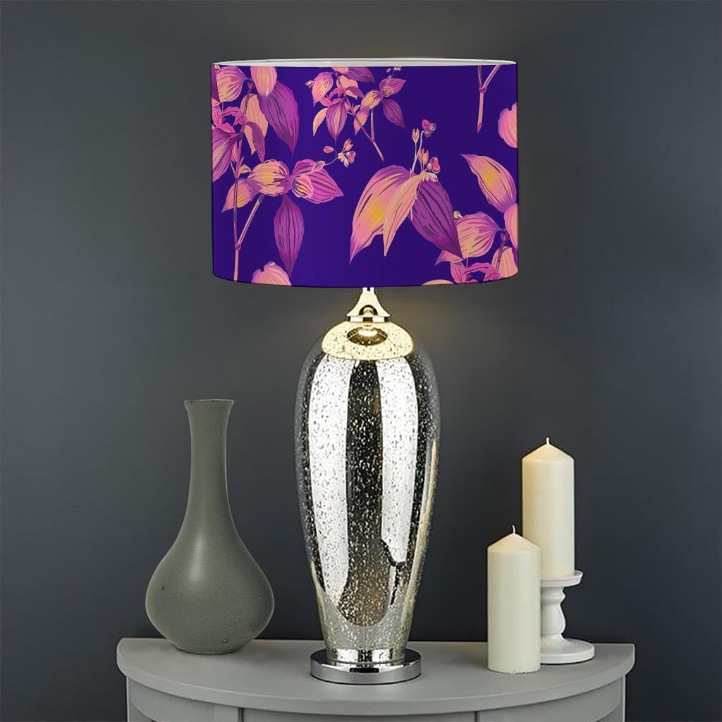Purple Tropical Hawaiian Pattern Print Drum Lamp Shade