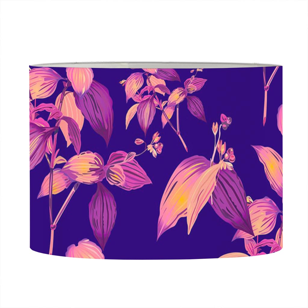 Purple Tropical Hawaiian Pattern Print Drum Lamp Shade