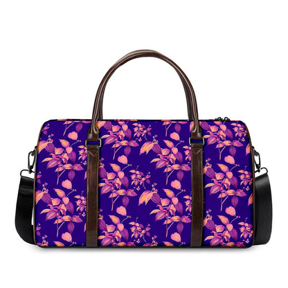 Purple Tropical Hawaiian Pattern Print Duffle Bag
