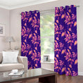 Purple Tropical Hawaiian Pattern Print Extra Wide Grommet Curtains