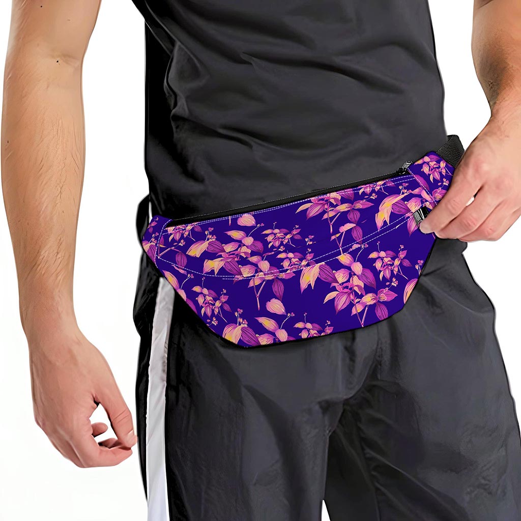 Purple Tropical Hawaiian Pattern Print Fanny Pack