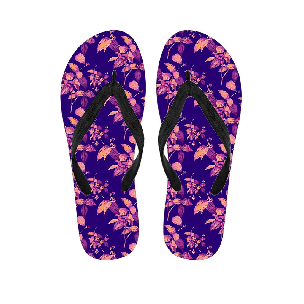Purple Tropical Hawaiian Pattern Print Flip Flops