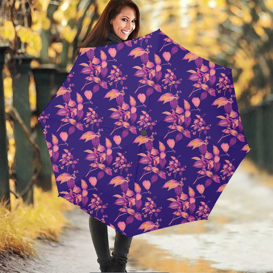Purple Tropical Hawaiian Pattern Print Foldable Umbrella