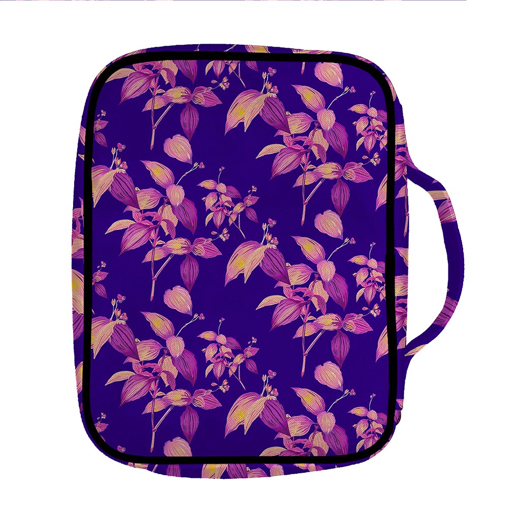 Purple Tropical Hawaiian Pattern Print Front Pocket Bible Bag