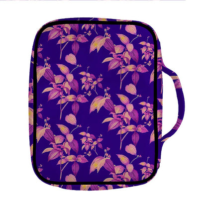Purple Tropical Hawaiian Pattern Print Front Pocket Bible Bag