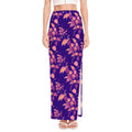 Purple Tropical Hawaiian Pattern Print High Slit Maxi Skirt