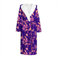 Purple Tropical Hawaiian Pattern Print Hooded Bathrobe