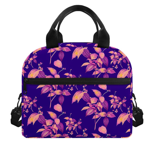 Purple Tropical Hawaiian Pattern Print Insulated Lunch Bag