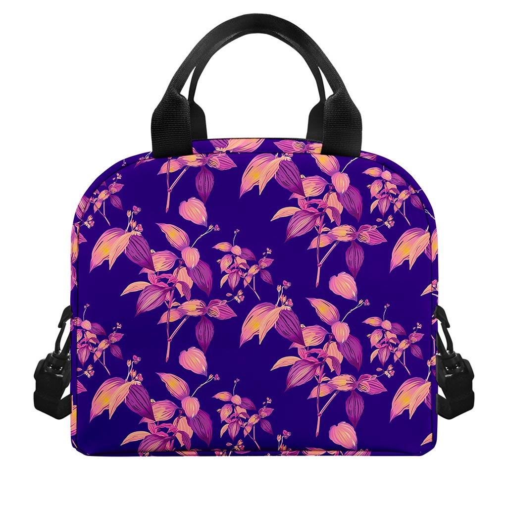 Purple Tropical Hawaiian Pattern Print Insulated Lunch Bag