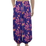 Purple Tropical Hawaiian Pattern Print Lantern Pants