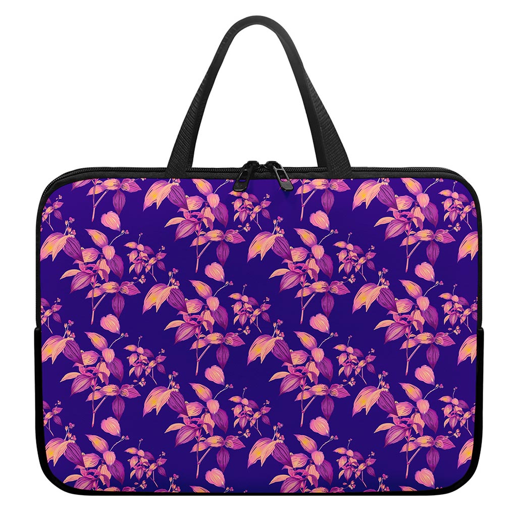Purple Tropical Hawaiian Pattern Print Laptop Sleeve With Handle