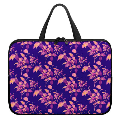 Purple Tropical Hawaiian Pattern Print Laptop Sleeve With Handle