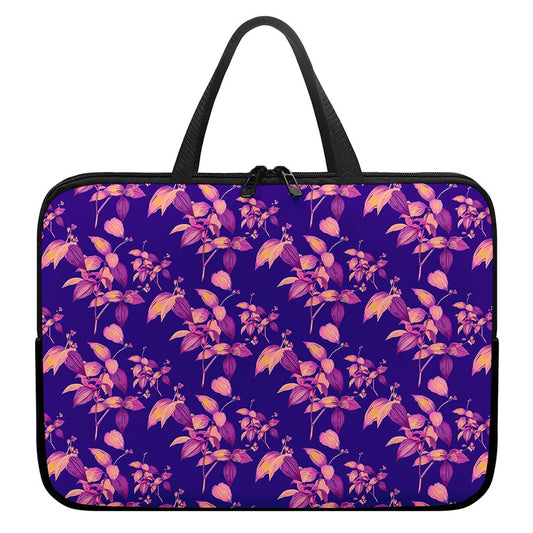 Purple Tropical Hawaiian Pattern Print Laptop Sleeve With Handle