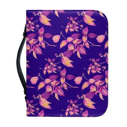 Purple Tropical Hawaiian Pattern Print Leather Bible Cover